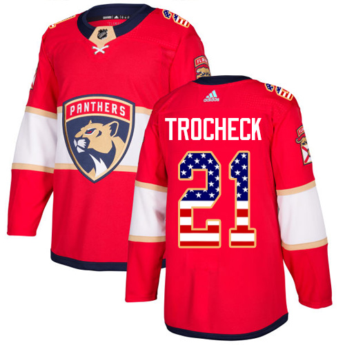 Adidas Panthers #21 Vincent Trocheck Red Home Authentic USA Flag Stitched Youth NHL Jersey